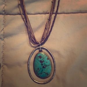 Silpada retired necklace - turquoise and suede